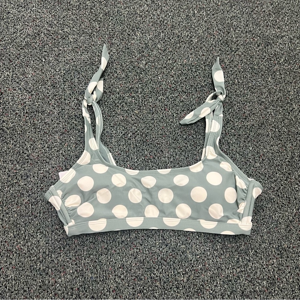 TARGET Green & White Polka Dot Bow Tie Shoulder Retro Bikini Top Removable Cup L - Picture 4 of 16